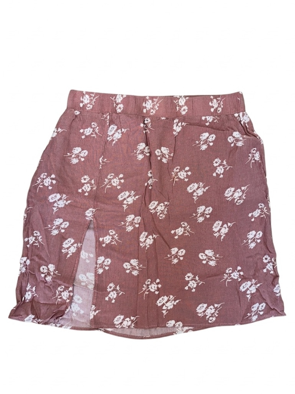EUC Women’s Floral Dusty Rose and White  High Waist Short Skirt With Side Slit